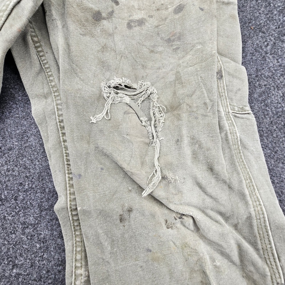Paint Splattered Faded Green Carhartt Carpenter work pants B11 MOS 32x30 Men's - Picture 9 of 14
